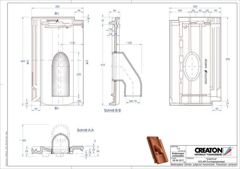 CAD файл черепиці CANTUS наскрізна черепиця для системи сонячних батарей SOLAR