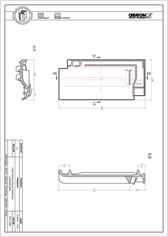 CAD файл черепиці PREMION половинчаста черепиця  гребенева вентиляційна FALLH