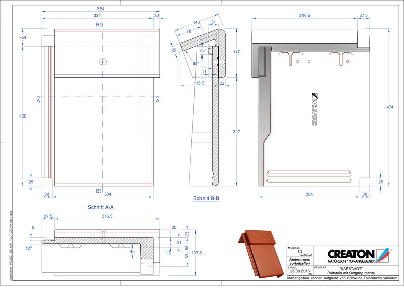CAD файл черепиці KAPSTADT черепиця бічна права для односхилого даху PultOGR