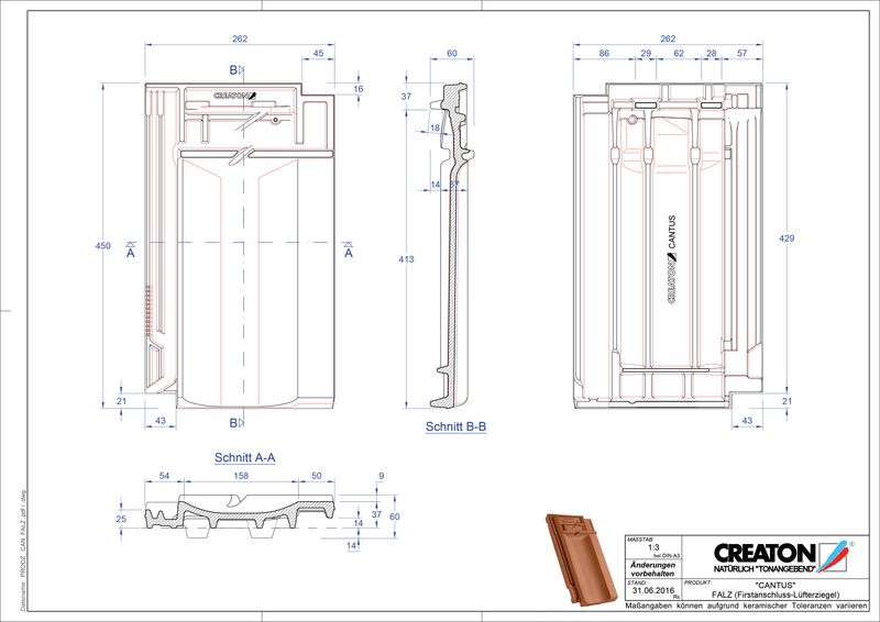 CAD файл черепиці CANTUS черепиця  гребенева вентиляційна FALZ
