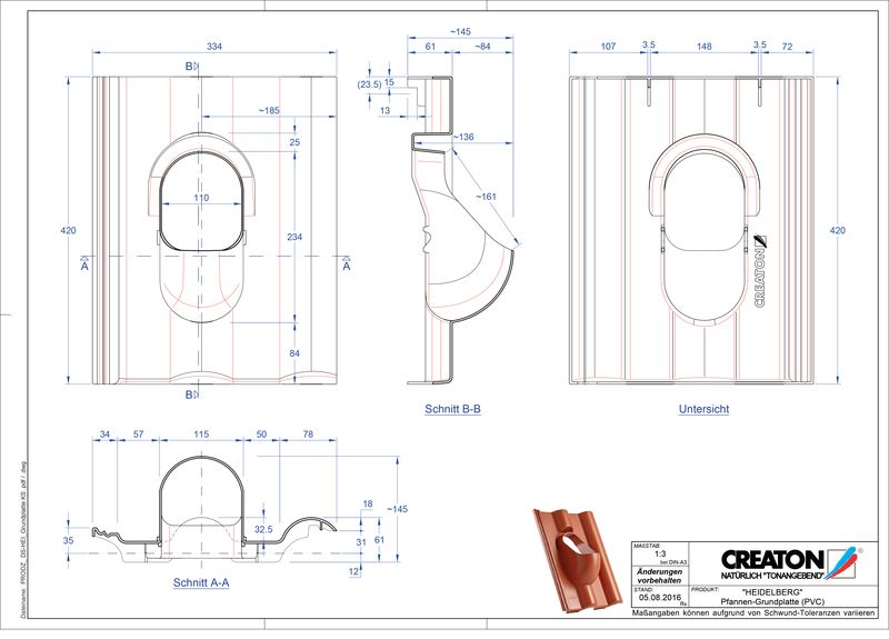 CAD файл черепиці HEIDELBERG аксесуари Grundplatte-PVC
