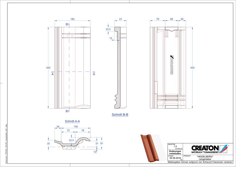 CAD файл черепиці HEIDELBERG половинчаста черепиця Laengshalber