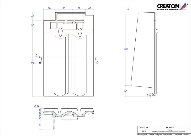 CAD файл черепиці RATIO черепиця  гребенева вентиляційна бічна ліва FALOGL