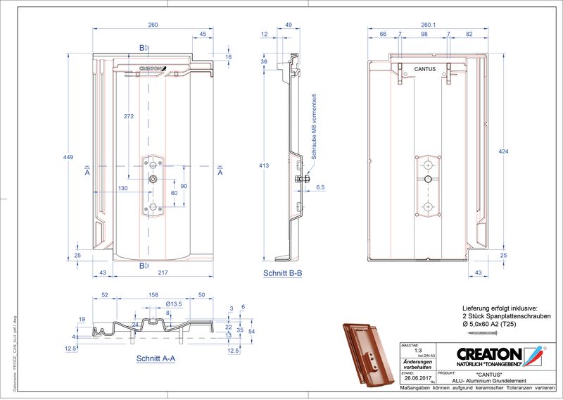 CAD файл черепиці CANTUS алюміній ґрунт. GRUNDALU