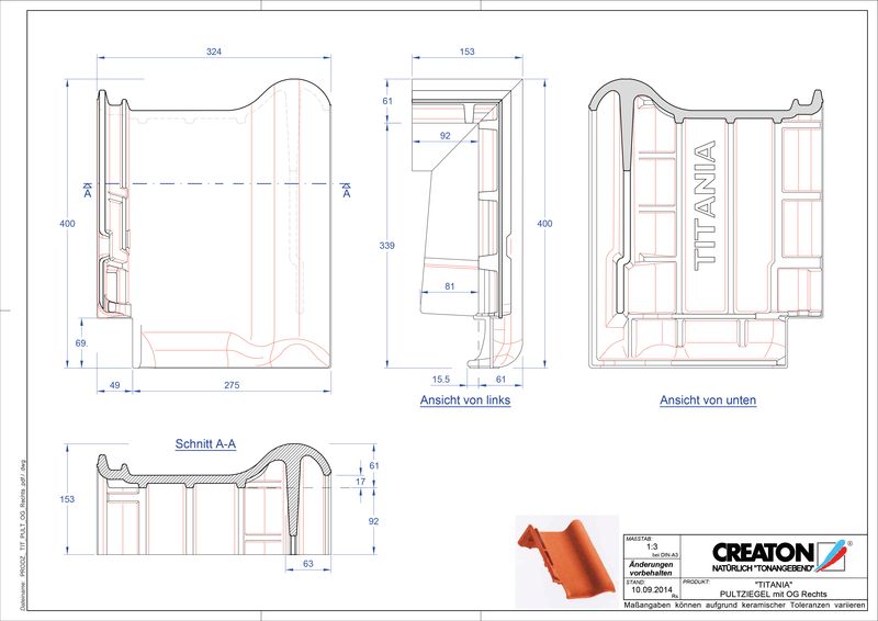 CAD файл черепиці TITANIA черепиця бічна права для односхилого даху PULTOGR