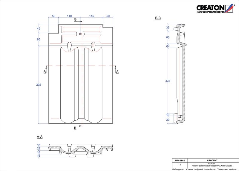 CAD файл черепиці RAPIDO двохвильова черепиця  гребенева вентиляційна FALDWZ