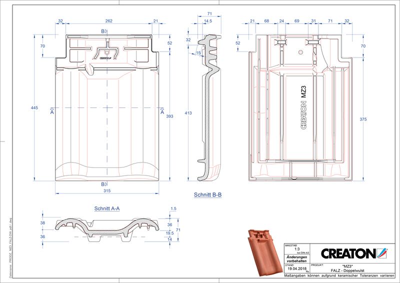 CAD файл черепиці MZ3 NEU двохвильова черепиця  гребенева вентиляційна FALDWZ