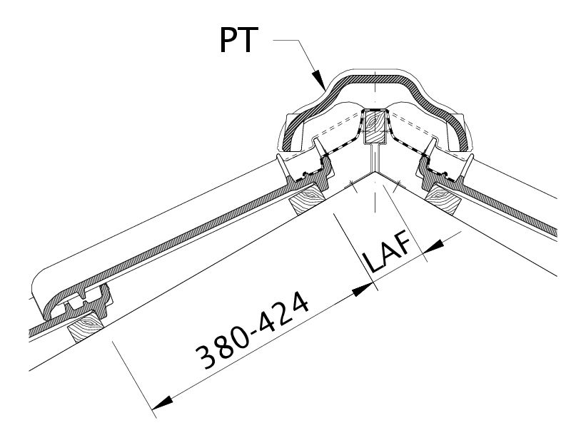 Drawing TITANIA distance from batten to ridge intersection point, ridge batten spacing LAF