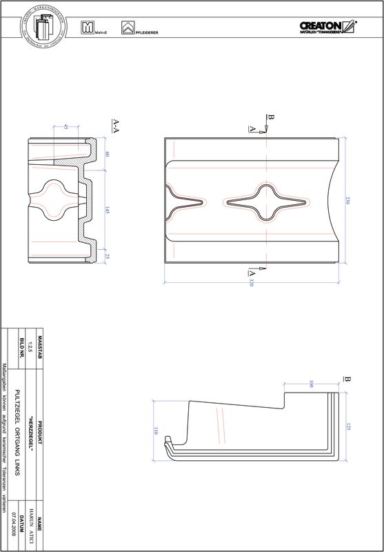 CAD файл черепиці HERZZIEGEL черепиця бічна ліва для односхилого даху PULTOGL