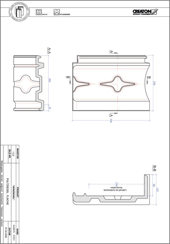 CAD файл черепиці HERZZIEGEL покрівельна черепиця для односхилого даху PULTFLA