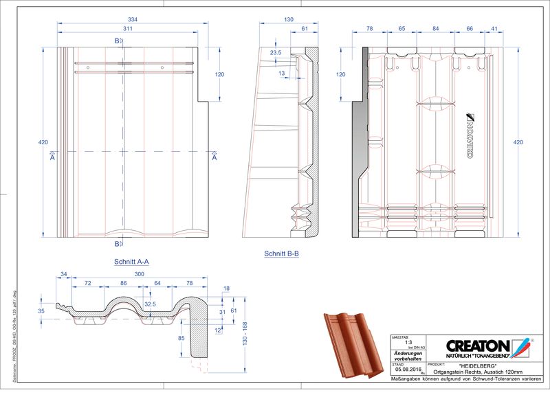 CAD файл черепиці HEIDELBERG черепиця бічна права для односхилого даху PultOGR-120