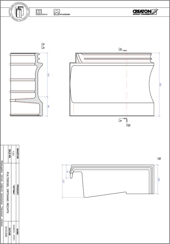 CAD файл черепиці TERRA OPTIMA черепиця для односхилого даху бічна права PULTOGR