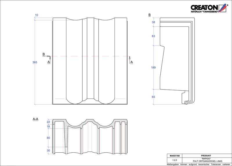 CAD файл черепиці RAPIDO черепиця бічна ліва для односхилого даху PULTOGL