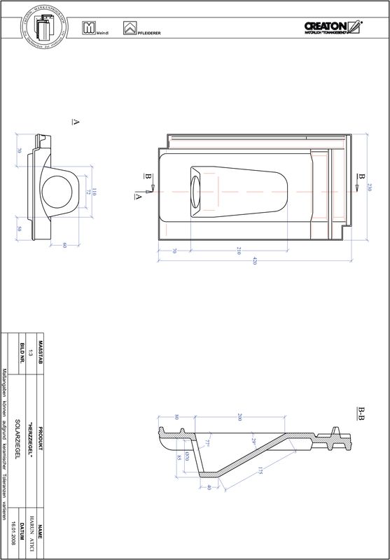 CAD файл черепиці HERZZIEGEL наскрізна черепиця для системи сонячних батарей SOLAR