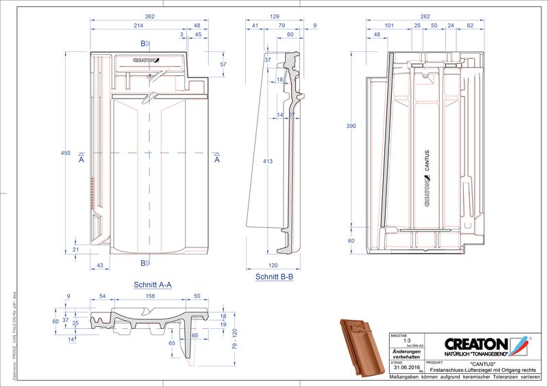 CAD файл черепиці CANTUS черепиця  гребенева вентиляційна бічна права FALOGR