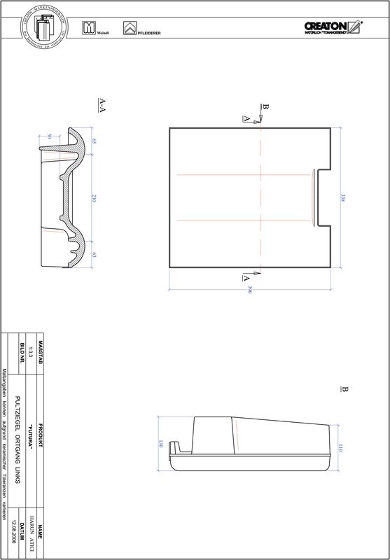 CAD файл черепиці FUTURA черепиця бічна ліва для односхилого даху PULTOGL