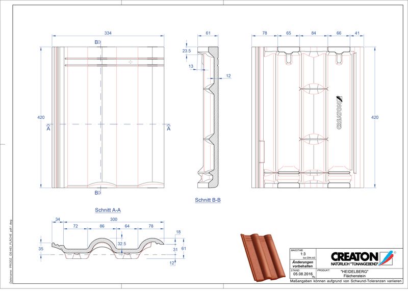 CAD файл черепиці HEIDELBERG покрівельна черепиця Faechenstein