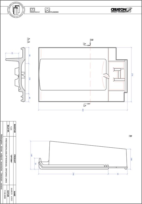 CAD файл черепиці TERRA OPTIMA черепиця  гребенева вентиляційна бічна ліва FALOGL