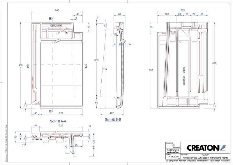 CAD файл черепиці VISIO черепиця  гребенева вентиляційна бічна права FALOGR