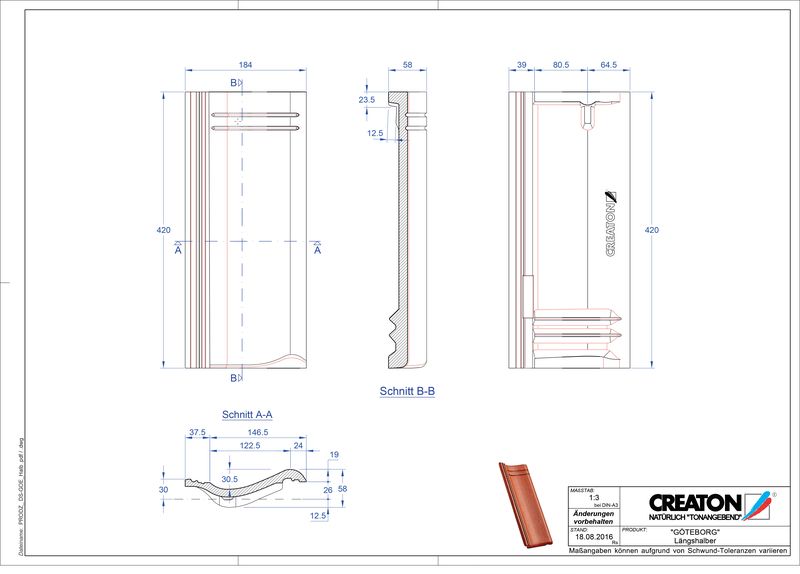 CAD файл черепиці GÖTEBORG половинчаста черепиця Laengshalber