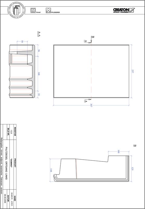 CAD файл черепиці DOMINO черепиця бічна ліва для односхилого даху PULTOGL