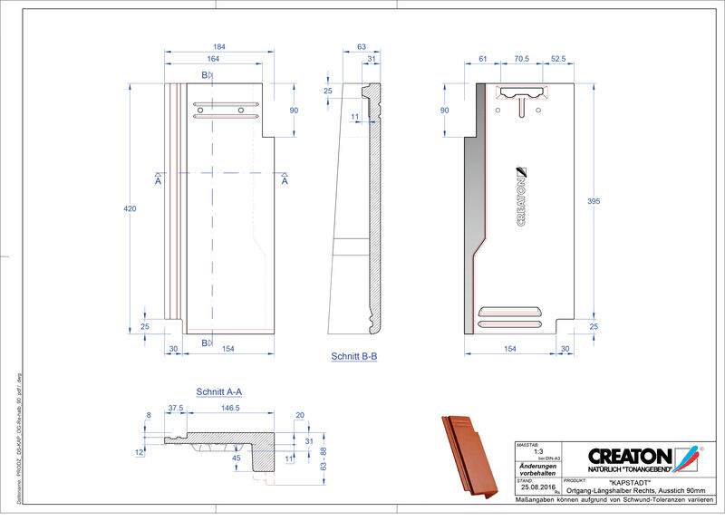 CAD файл черепиці KAPSTADT черепиця бічна права OGR-halb-90