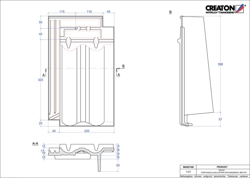 CAD файл черепиці RATIO черепиця  гребенева вентиляційна бічна права FALOGR