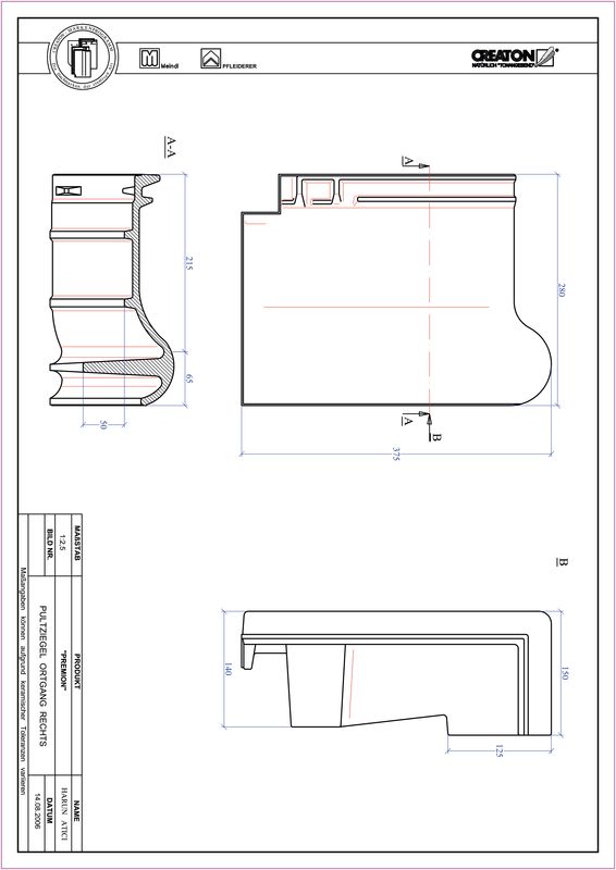 CAD файл черепиці PREMION черепиця бічна права для односхилого даху PULTOGR