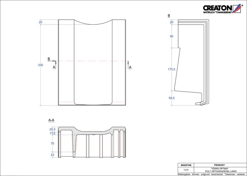 CAD файл черепиці TERRA OPTIMA черепиця для односхилого даху бічна ліва PULTOGL