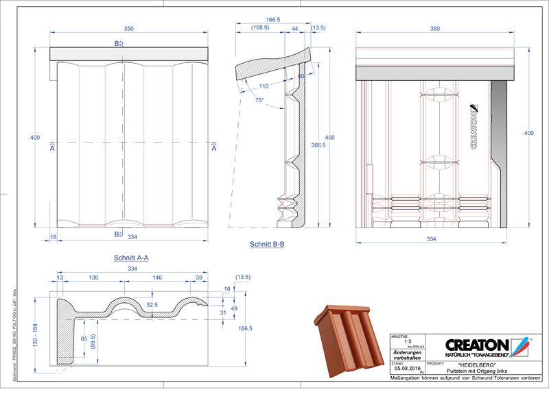 CAD файл черепиці HEIDELBERG черепиця бічна ліва для односхилого даху PultOGL