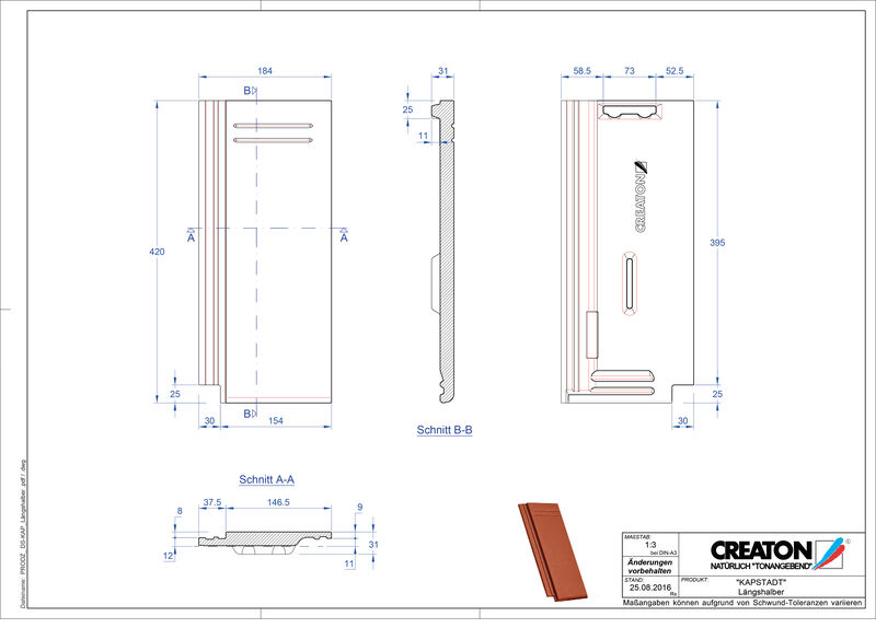 CAD файл черепиці KAPSTADT половинчаста черепиця Laengshalber