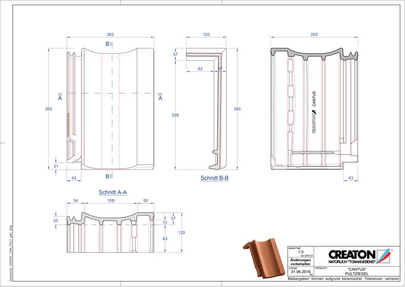 CAD файл черепиці CANTUS черепиця для односхилого даху PULT