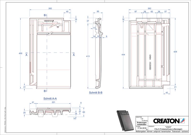 CAD файл черепиці VISIO черепиця  гребенева вентиляційна FALZ