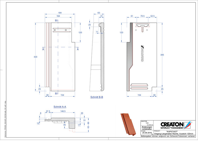 CAD файл черепиці KAPSTADT черепиця бічна права OGR-halb-120