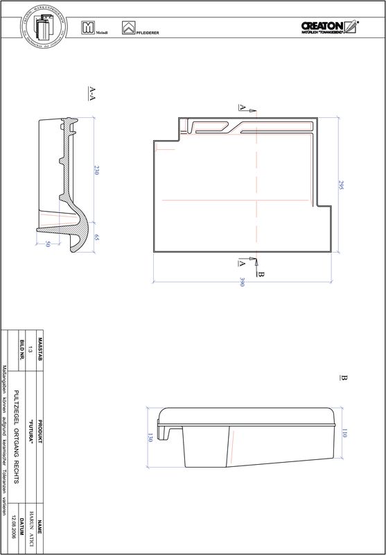 CAD файл черепиці FUTURA черепиця бічна права для односхилого даху PULTOGR
