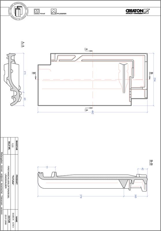 CAD файл черепиці FUTURA половинчаста черепиця  гребенева вентиляційна FALLH