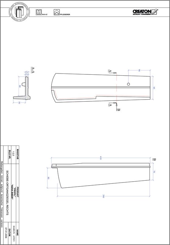 CAD файл черепиці PROFIL сегментна форма KERA-SAECHS-18-CM-OGR