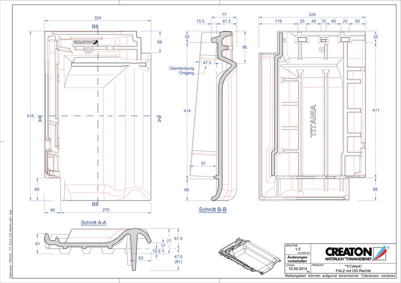 CAD файл черепиці TITANIA черепиця  гребенева вентиляційна бічна права FALOGR