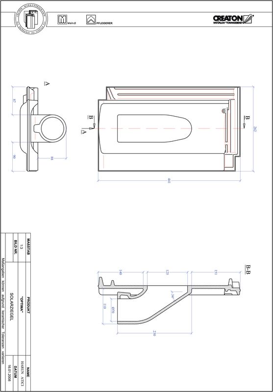 CAD файл черепиці TERRA OPTIMA наскрізна черепиця для системи сонячних батарей SOLAR