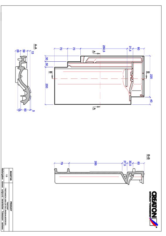 CAD файл черепиці SINFONIE половинчаста черепиця  гребенева вентиляційна FALLH