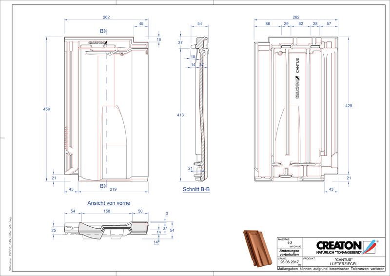 CAD файл черепиці CANTUS вентиляційна черепиця LUEFTZ