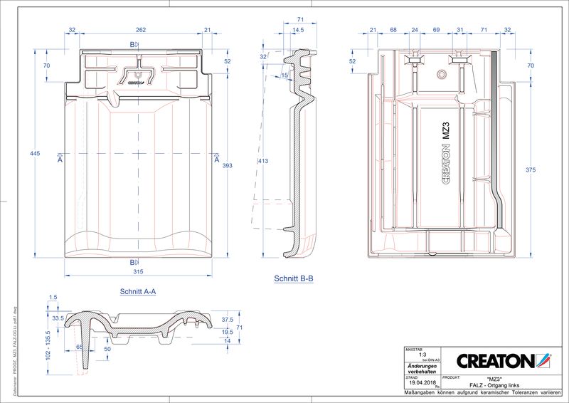 CAD файл черепиці MZ3 NEU черепиця  гребенева вентиляційна бічна ліва FALOGL